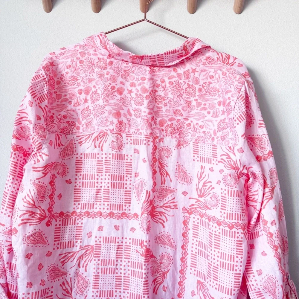 Sigrid Olsen Coral Seashell Linen Coverup - Picture 9 of 11